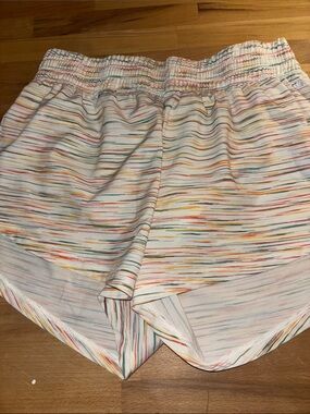 DSG White Athletic Shorts with Multicolor Stripe Detail